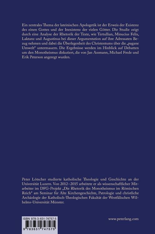 Produktbild: Monotheismus zwischen Rhetorik und Philosophie bei Tertullian, Minucius Felix, Laktanz und Augustinus