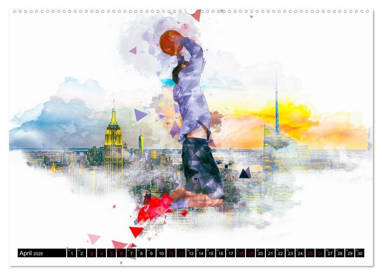 Produktbild: Basketball Art (hochwertiger Premium Wandkalender 2026 DIN A2 quer), Kunstdruck in Hochglanz