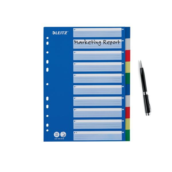 Produktbild: LEITZ Plastikregister blanko blau DIN A4 mehrfarbige Taben