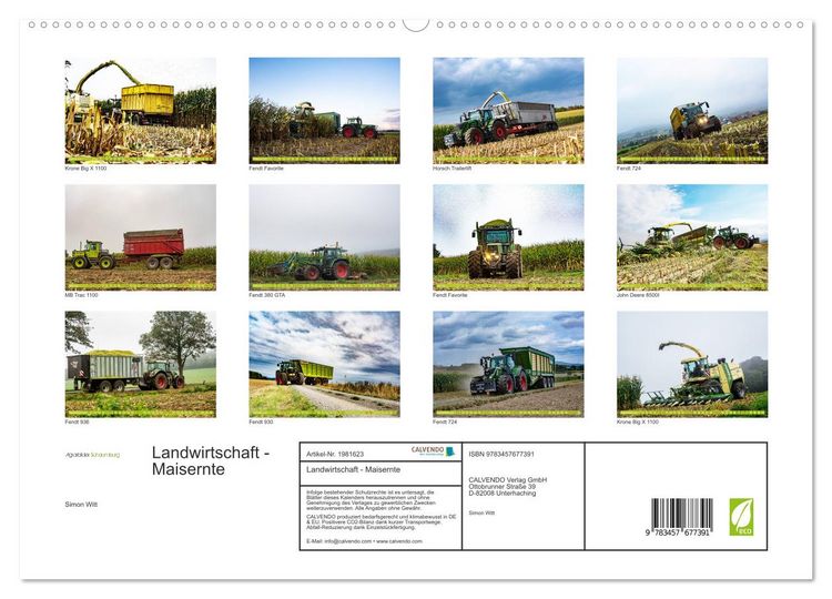 Produktbild: Landwirtschaft - Maisernte (hochwertiger Premium Wandkalender 2026 DIN A2 quer), Kunstdruck in Hochglanz