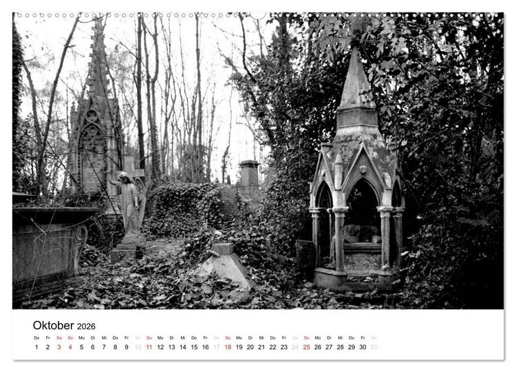 Produktbild: Highgate Cemetery London (hochwertiger Premium Wandkalender 2026 DIN A2 quer), Kunstdruck in Hochglanz