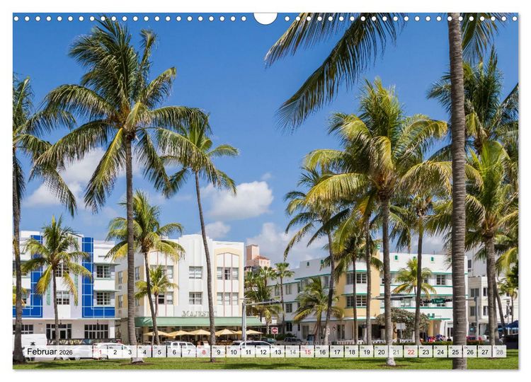 Produktbild: Miami Beach und Art Deco District (Wandkalender 2026 DIN A3 quer), CALVENDO Monatskalender