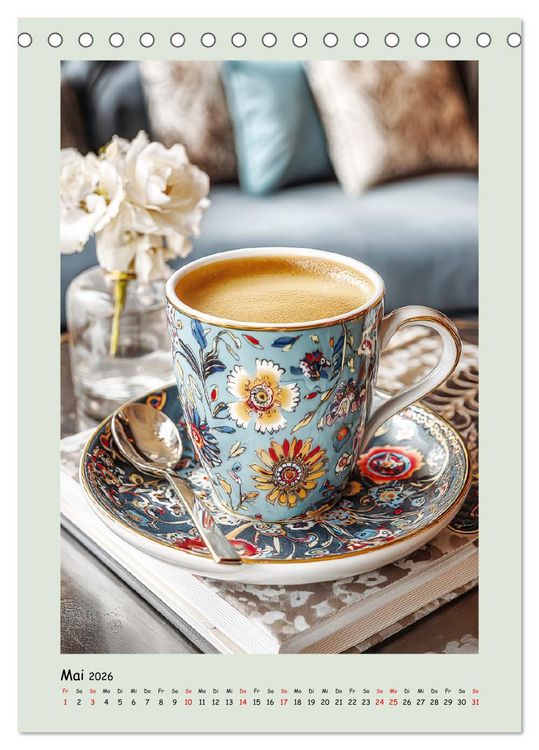 Produktbild: Kaffeepoesie. Der Charme edler Tassen (Tischkalender 2026 DIN A5 hoch), CALVENDO Monatskalender