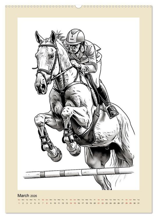 Produktbild: Sketchy Power Horses (High Quality Premium Wall Calendar 2026 DIN A2 portrait),CALVENDO 12 Month Wall Calendar
