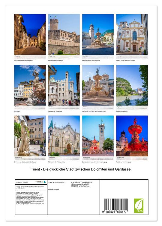 Produktbild: Trient - Die gl&uuml;ckliche Stadt zwischen Dolomiten und Gardasee (Wandkalender 2026 DIN A4 hoch), CALVENDO Monatskalender