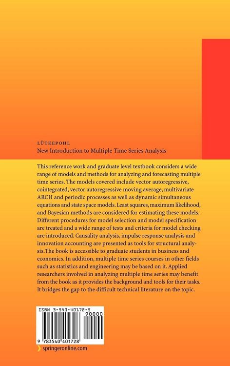 Produktbild: New Introduction to Multiple Time Series Analysis