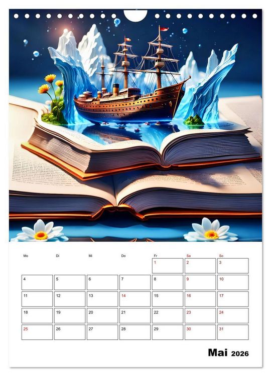 Produktbild: Magische surreale Buchwelten (Wandkalender 2026 DIN A4 hoch), CALVENDO Monatskalender