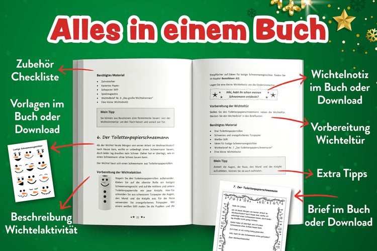 Produktbild: Das gro&szlig;e Wichtelspa&szlig; Komplettset &ndash; Das Wichtel Buch: fertige Wichtelbriefe, lustige Streiche, kreative Bastelanleitungen & mehr