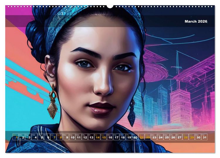 Produktbild: Yolanda's portraits, a graphic portfolio (Wall Calendar 2026 DIN A2 landscape), CALVENDO 12 Month Wall Calendar