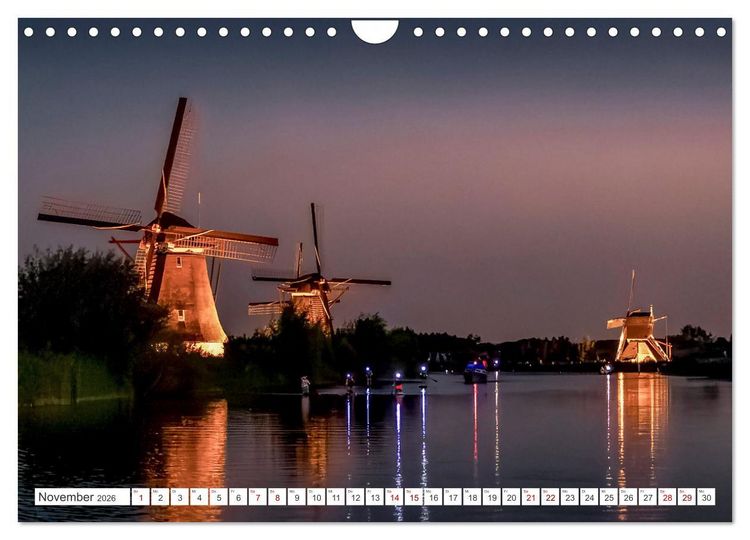 Produktbild: Die Windm&uuml;hlen von Kinderdijk - UNESCO Welterbe (Wandkalender 2026 DIN A4 quer), CALVENDO Monatskalender
