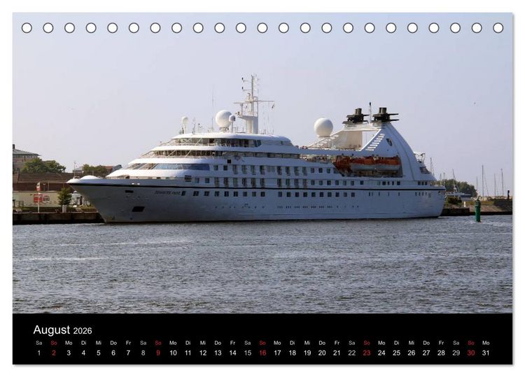 Produktbild: Cruiseliner in Warnem&uuml;nde (Tischkalender 2026 DIN A5 quer), CALVENDO Monatskalender