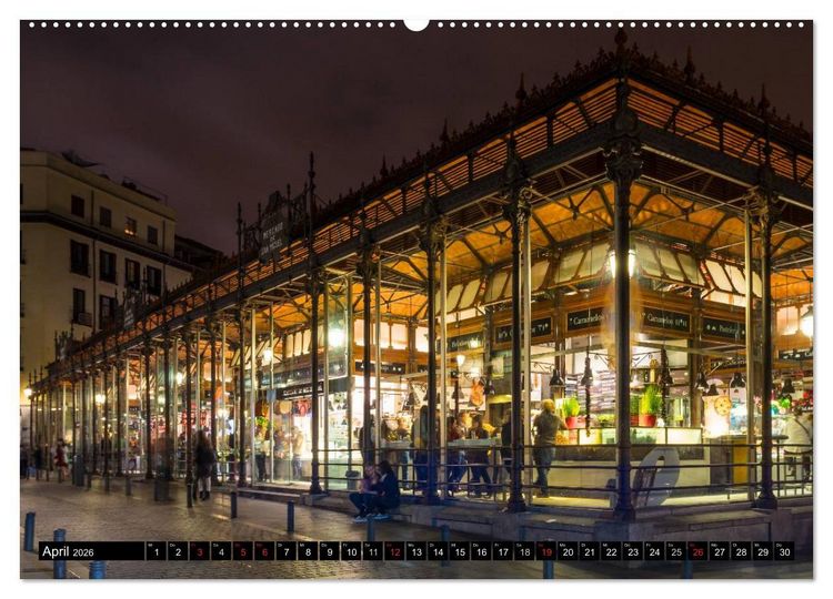 Produktbild: Madrid bei Nacht (hochwertiger Premium Wandkalender 2026 DIN A2 quer), Kunstdruck in Hochglanz