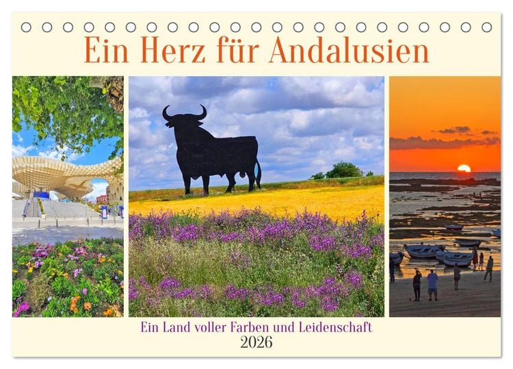 Produktbild: Ein Herz f&uuml;r Andalusien (Tischkalender 2026 DIN A5 quer), CALVENDO Monatskalender