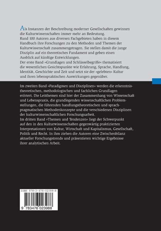 Produktbild: Handbuch der Kulturwissenschaften