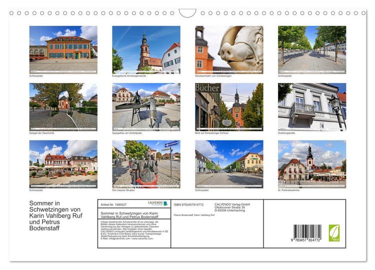 Produktbild: Sommer in Schwetzingen von Karin Vahlberg Ruf und Petrus Bodenstaff (Wandkalender 2026 DIN A3 quer), CALVENDO Monatskalender