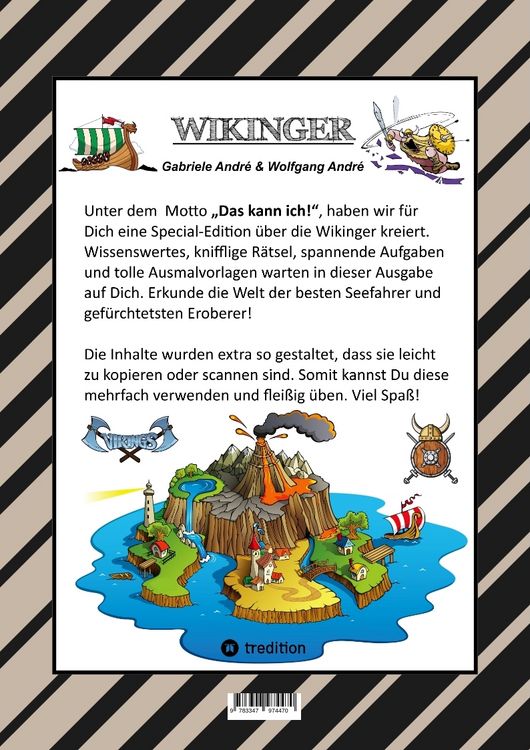 Produktbild: Craftbook - 150 Seiten Tolle Wikinger Motive - Langschiff - Knifflige Raubzug R&auml;tsel & Aufgaben - Geschichte - Met
