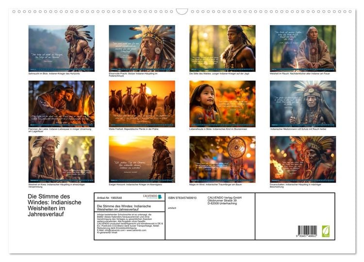 Produktbild: Die Stimme des Windes: Indianische Weisheiten im Jahresverlauf (Wandkalender 2026 DIN A2 quer), CALVENDO Monatskalender