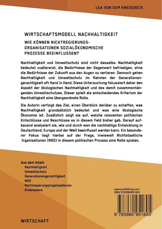 Produktbild: Wirtschaftsmodell Nachhaltigkeit. Wie k&ouml;nnen Nichtregierungsorganisationen sozial&ouml;konomische Prozesse beeinflussen?