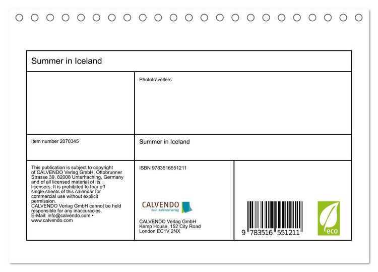 Produktbild: Summer in Iceland (Desk Calendar 2026 DIN A5 landscape), CALVENDO 12 Month DeskCalendar
