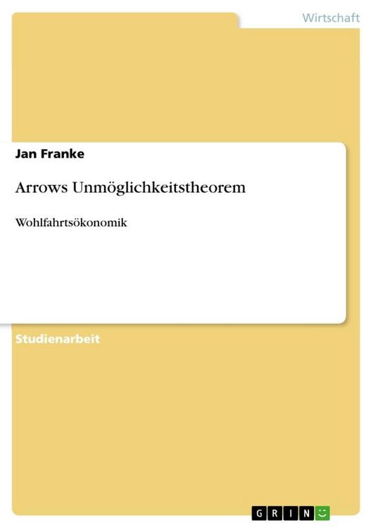 Produktbild: Arrows Unm&ouml;glichkeitstheorem