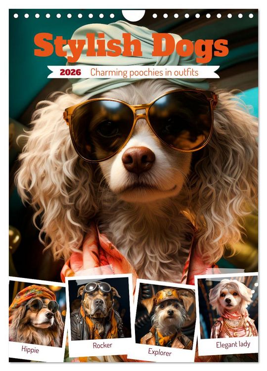 Produktbild: Stylish Dogs (Wall Calendar 2026 DIN A4 portrait), CALVENDO 12 Month Wall Calendar