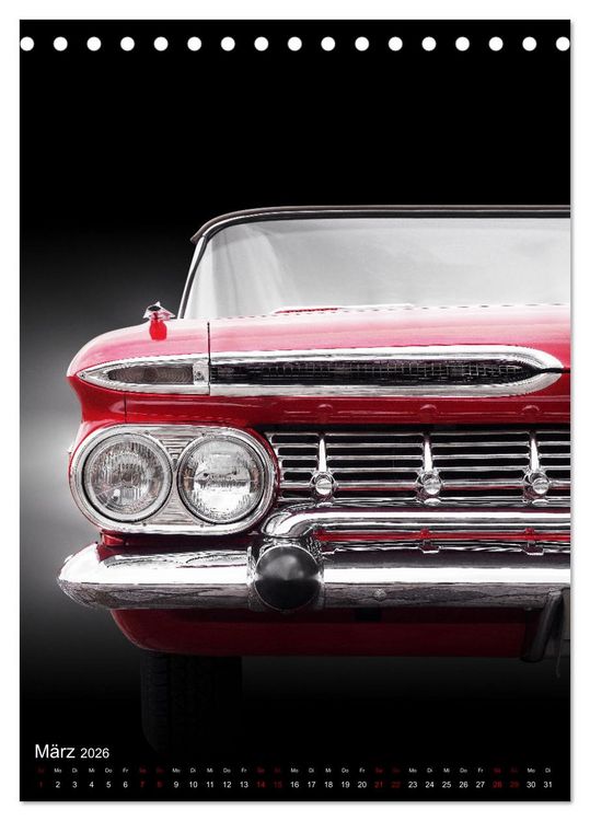 Produktbild: Amerikanische Autos aus den Jahren 1957 bis 1976 Frontansichten (Tischkalender 2026 DIN A5 hoch), CALVENDO Monatskalender