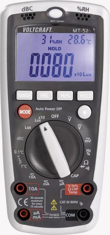 Produktbild: VOLTCRAFT MT-52 Hand-Multimeter digital Umwelt-Messfunktion CAT III 600 V Anzeige (Counts): 4000