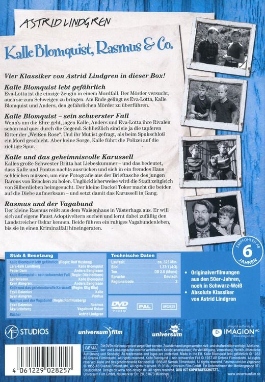 Produktbild: Astrid Lindgren - Kalle Blomquist & Rasmus (Original schwarz-wei&szlig; Filme) [2 DVDs]