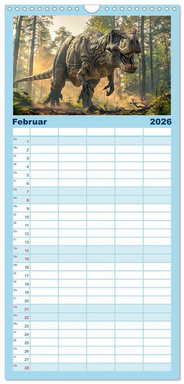 Produktbild: Familienplaner 2026 - Reise in die Urzeit mit 5 Spalten (Wandkalender, 21 x 45 cm) CALVENDO