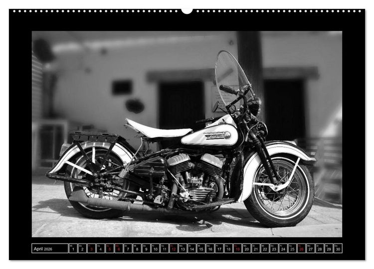 Produktbild: Harley Davidson WLA 750 in Schwarzweiss (Wandkalender 2026 DIN A2 quer), CALVENDO Monatskalender