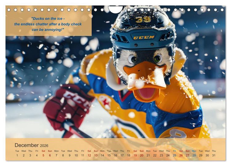 Produktbild: The most charming ice hockey animals in action (Wall Calendar 2026 DIN A4 landscape), CALVENDO 12 Month Wall Calendar