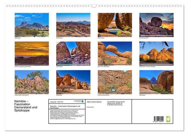 Produktbild: Namibia &ndash; Faszination Damaraland und Spitzkoppe (Wandkalender 2026 DIN A2 quer), CALVENDO Monatskalender