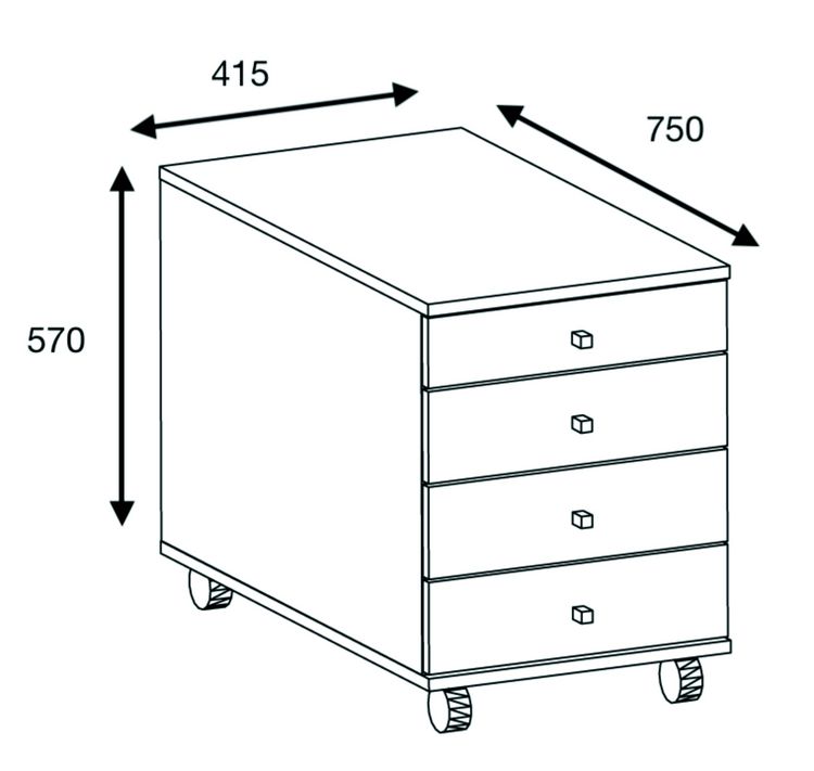 Produktbild: Rollcontainer B&uuml;rocontainer Schublade Lona 75 cm