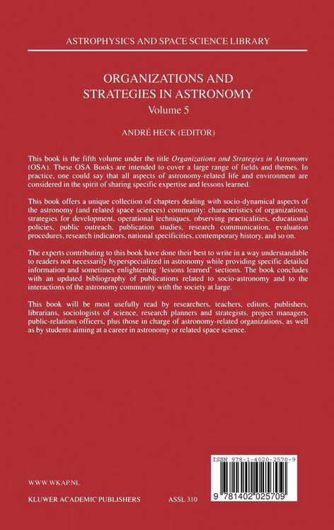 Produktbild: Organizations and Strategies in Astronomy