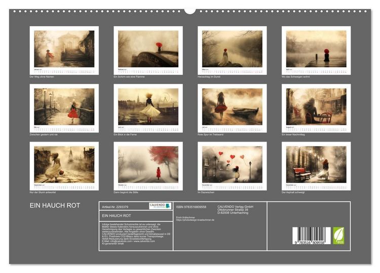 Produktbild: EIN HAUCH ROT (hochwertiger Premium Wandkalender 2027 DIN A2 quer), Kunstdruck in Hochglanz