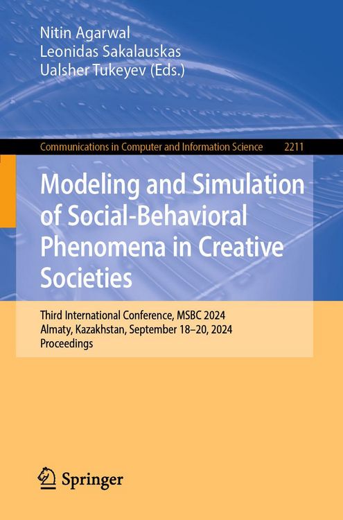 Produktbild: Modeling and Simulation of Social-Behavioral Phenomena in Creative Societies