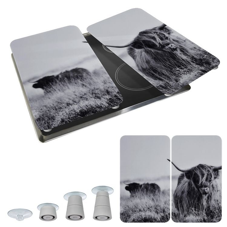 Produktbild: Herdabdeckplatte Universal Mod. Highland Cattle, 2er Set, f&uuml;r alle Herdarten geeignet
