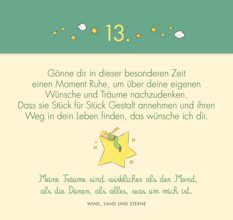 Produktbild: Postkarten-Adventskalender. Der Kleine Prinz. 24 liebe W&uuml;nsche f&uuml;r dich