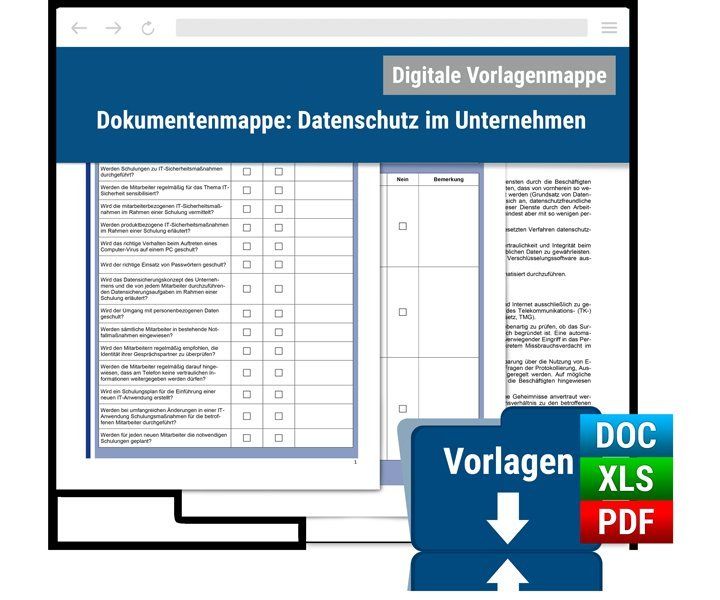 Produktbild: Dokumentenmappe: Datenschutz im Unternehmen
