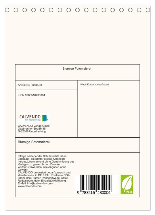 Produktbild: Blumige Fotomalerei (Tischkalender 2026 DIN A5 hoch), CALVENDO Monatskalender
