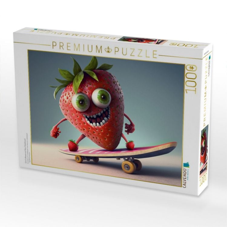 Produktbild: CALVENDO Puzzle Eine Erdbeere auf dem Skateboard | 1000 Teile Lege-Gr&ouml;&szlig;e 64x48cm Foto-Puzzle f&uuml;r gl&uuml;ckliche Stunden