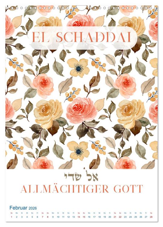Produktbild: Hebr&auml;ische Namen Gottes aus der Torah (Wandkalender 2026 DIN A3 hoch), CALVENDO Monatskalender