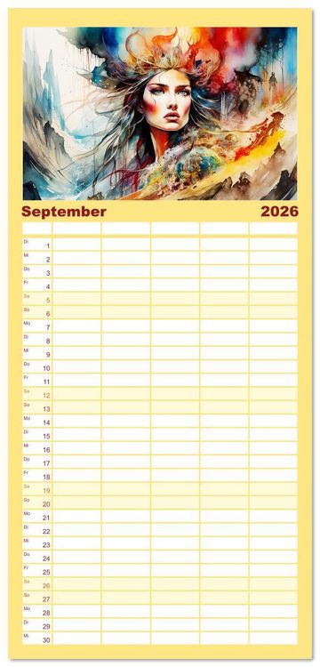 Produktbild: Familienplaner 2026 - Wilde Ladys mit 5 Spalten (Wandkalender, 21 x 45 cm) CALVENDO