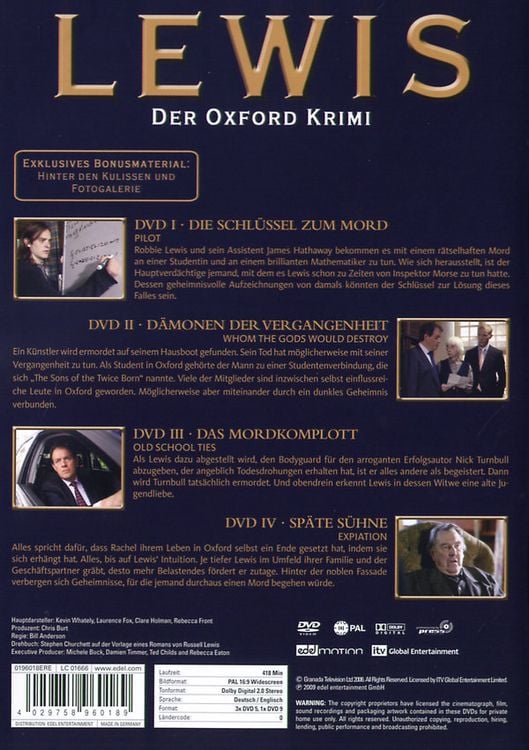 Produktbild: Lewis - Der Oxford Krimi - Staffel 1 [4 DVDs]