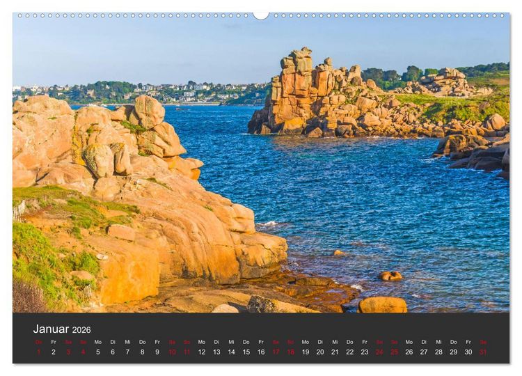 Produktbild: C&ocirc;te de Granit Rose - Ein K&uuml;stenbereich in der Bretagne (Wandkalender 2026 DIN A2 quer), CALVENDO Monatskalender