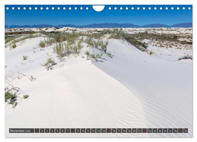 Produktbild: WHITE SANDS Die wei&szlig;e W&uuml;ste in New Mexico (Wandkalender 2026 DIN A4 quer), CALVENDO Monatskalender