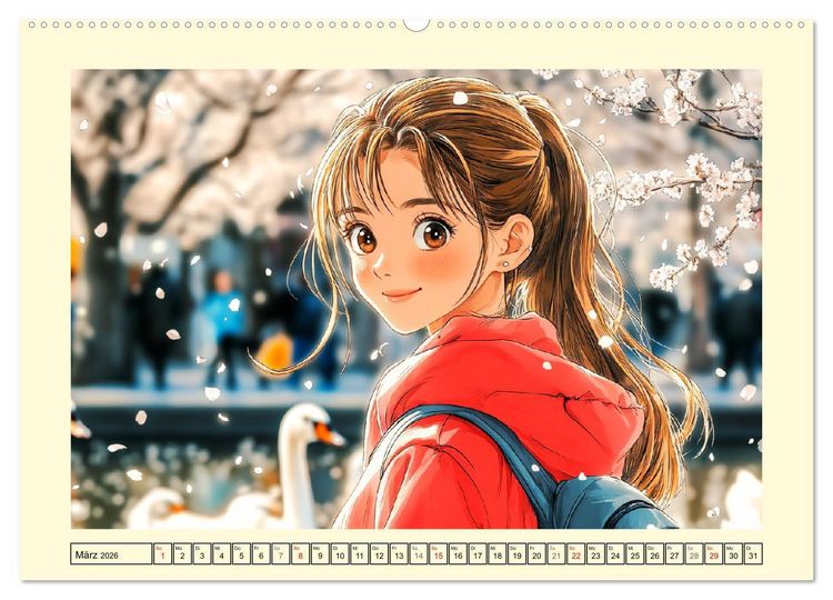 Produktbild: Manga M&auml;dchen. Ein Jahr voller Stadtabenteuer (Wandkalender 2026 DIN A2 quer), CALVENDO Monatskalender