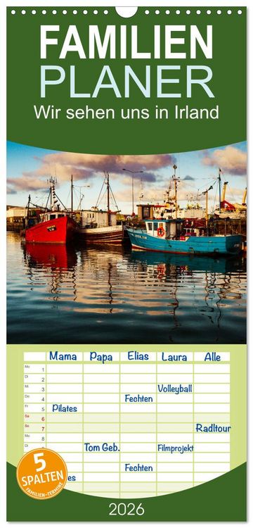 Produktbild: Familienplaner 2026 - Wir sehen uns in Irland - Ring of Beara und Ring of Kerry mit 5 Spalten (Wandkalender, 21 x 45 cm) CALVENDO