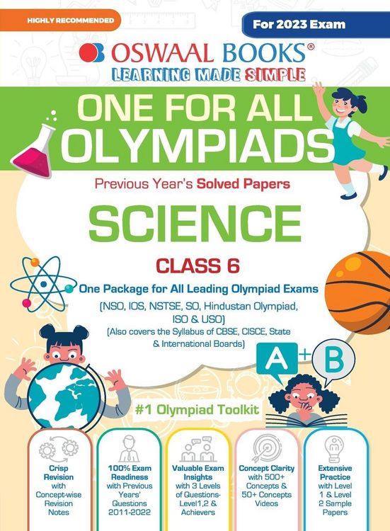Produktbild: Oswaal One For All Olympiad Previous Years' Solved Papers, Class-6 Science Book (For 2023 Exam)