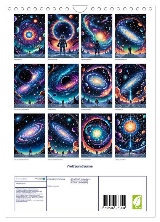 Produktbild: Weltraumtr&auml;ume (Wandkalender 2026 DIN A4 hoch), CALVENDO Monatskalender